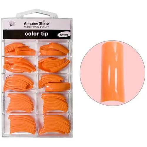 Tipsuri colorate unghii, 100buc, nr.1 - 10 - portocaliu clasic