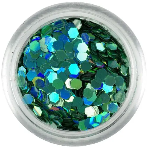 Hexagoane cu efect holografic - verde-turcoaz
