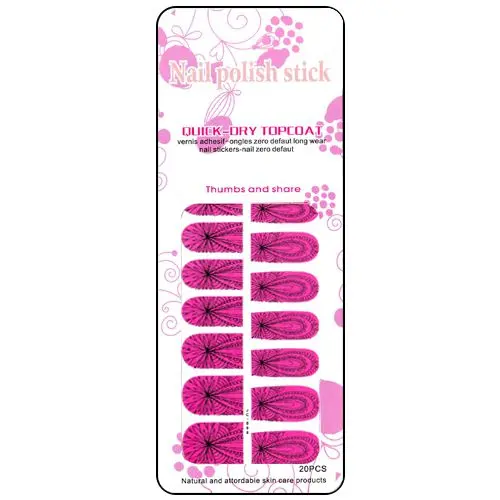 Stickere roz pentru nail art cu model negru
