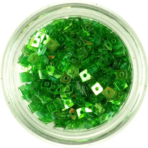 Confetti transparent cu gaură - mici pătrate verzi