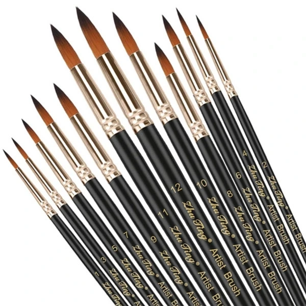 Set negru de pensule pentru modelarea unghiilor - 12 piese