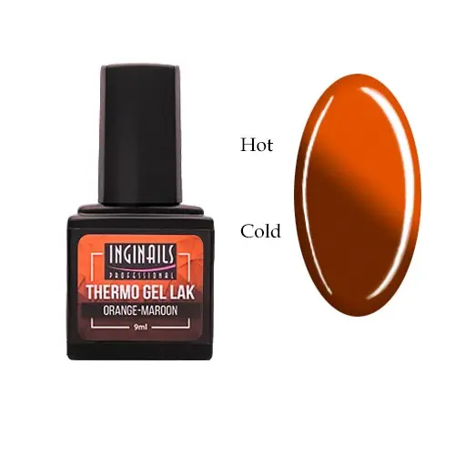 Lac permanent colorat termic Inginails Professional - Orange-Maroon