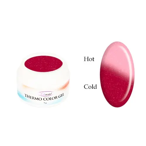 Gel color termic  - ROSE RED GLITTER/LIGHT APRICOT GLITTER, 5g