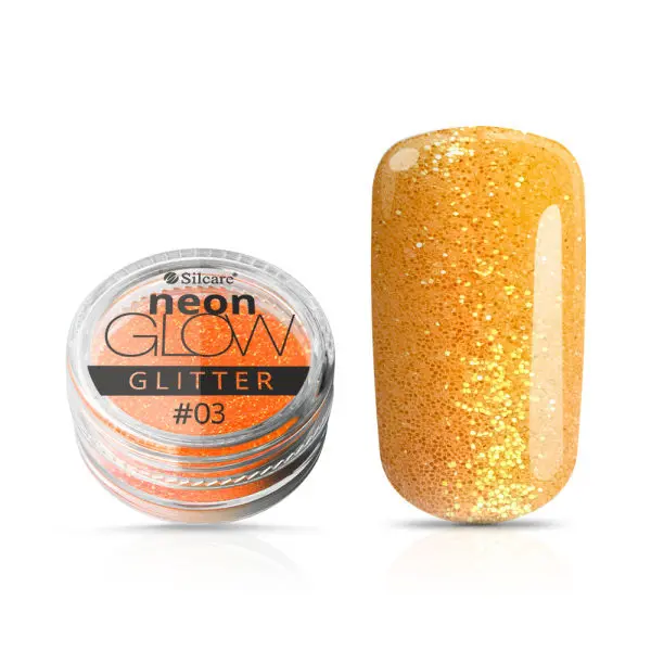 Pudră decorativă pentru unghii, Neon Glow Glitter, 03 – Orange, 3g