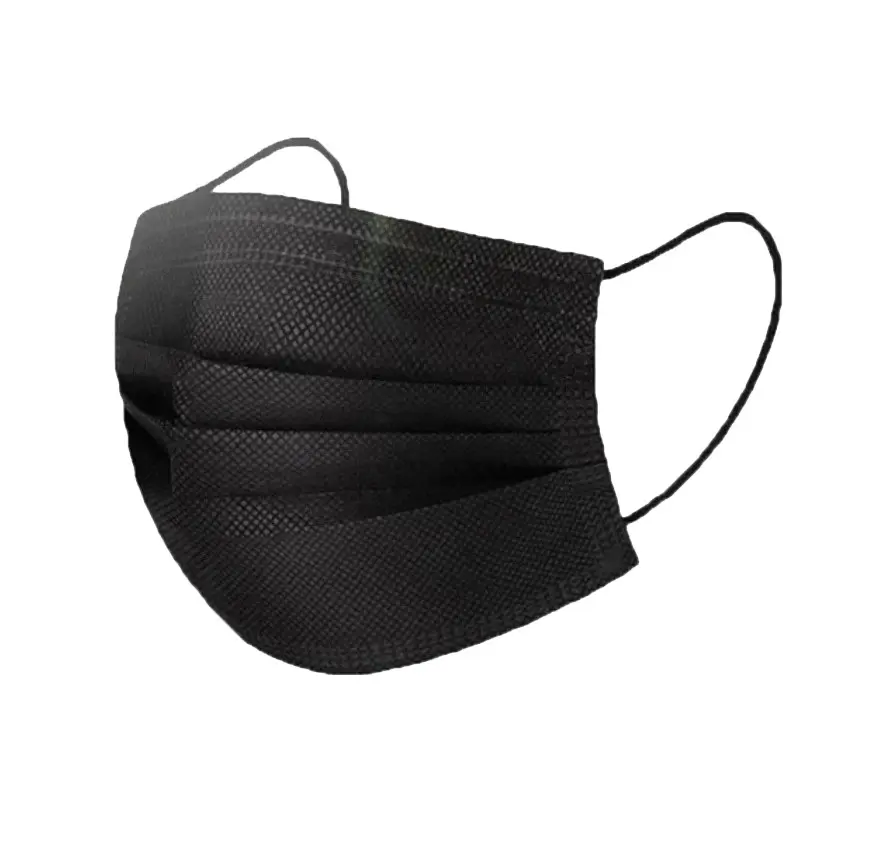 Mască de față cu bandă elastică - neagră, cu 3 straturi