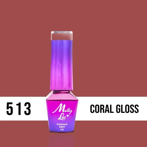 Lac gel MOLLY LAC UV/LED gel polish Miss Iconic - Coral Gloss 513, 5ml