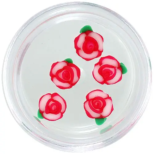 Decorațiuni unghii - flori acrilice, roșii și albe