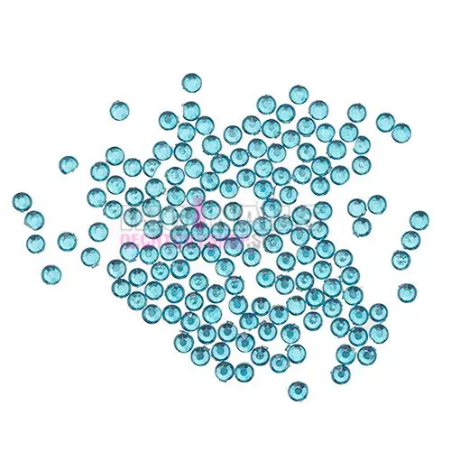 Decorațiuni albastru turcoaz, 2 mm - strasuri rotunde în săculeț, 90 buc