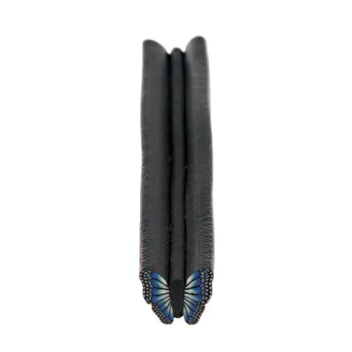 Decorațiune fimo unghii de culoare albastru-negru - băț, fluturaș